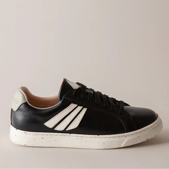 FORTRESS Simone Black and White Leather Sneaker Comfort Cushion Lace Up Size 8 - Picture 1 of 5